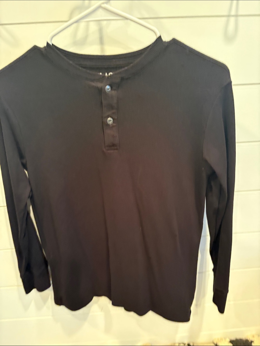 Place Black Long-Sleeve Henley Tee
